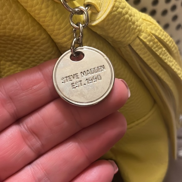 STEVE MADDEN logo mini tassel backpack in pastel yellow - Picture 5 of 11